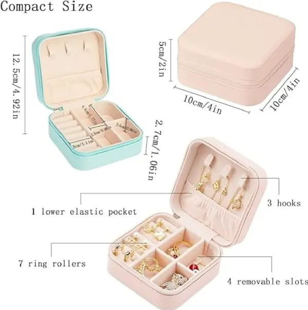 Jewelry Organizer Box – Mini Travel PU Leather Jewelry Case for Women & Girls | Small Portable Box for Rings, Earrings, Necklaces, Bracelets, Watches – Perfect Gift Idea