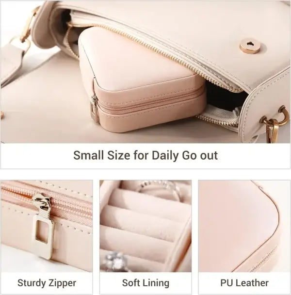Jewelry Organizer Box – Mini Travel PU Leather Jewelry Case for Women & Girls | Small Portable Box for Rings, Earrings, Necklaces, Bracelets, Watches – Perfect Gift Idea