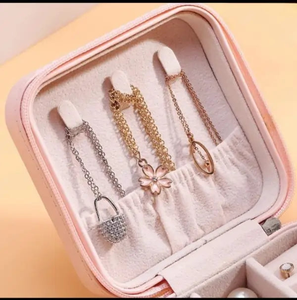 Jewelry Organizer Box – Mini Travel PU Leather Jewelry Case for Women & Girls | Small Portable Box for Rings, Earrings, Necklaces, Bracelets, Watches – Perfect Gift Idea