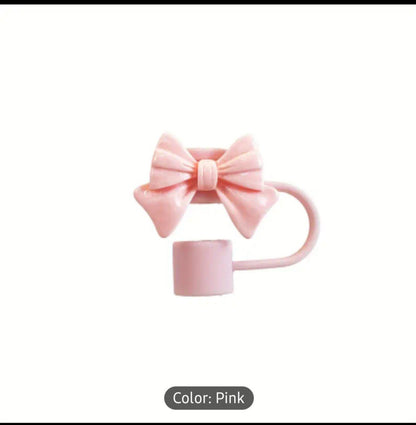 Cute Silicone Straw Cap Cover with Bow – Reusable, Dust-Proof & Leak-Proof