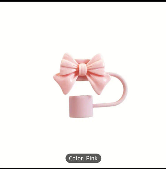 Cute Silicone Straw Cap Cover with Bow – Reusable, Dust-Proof & Leak-Proof