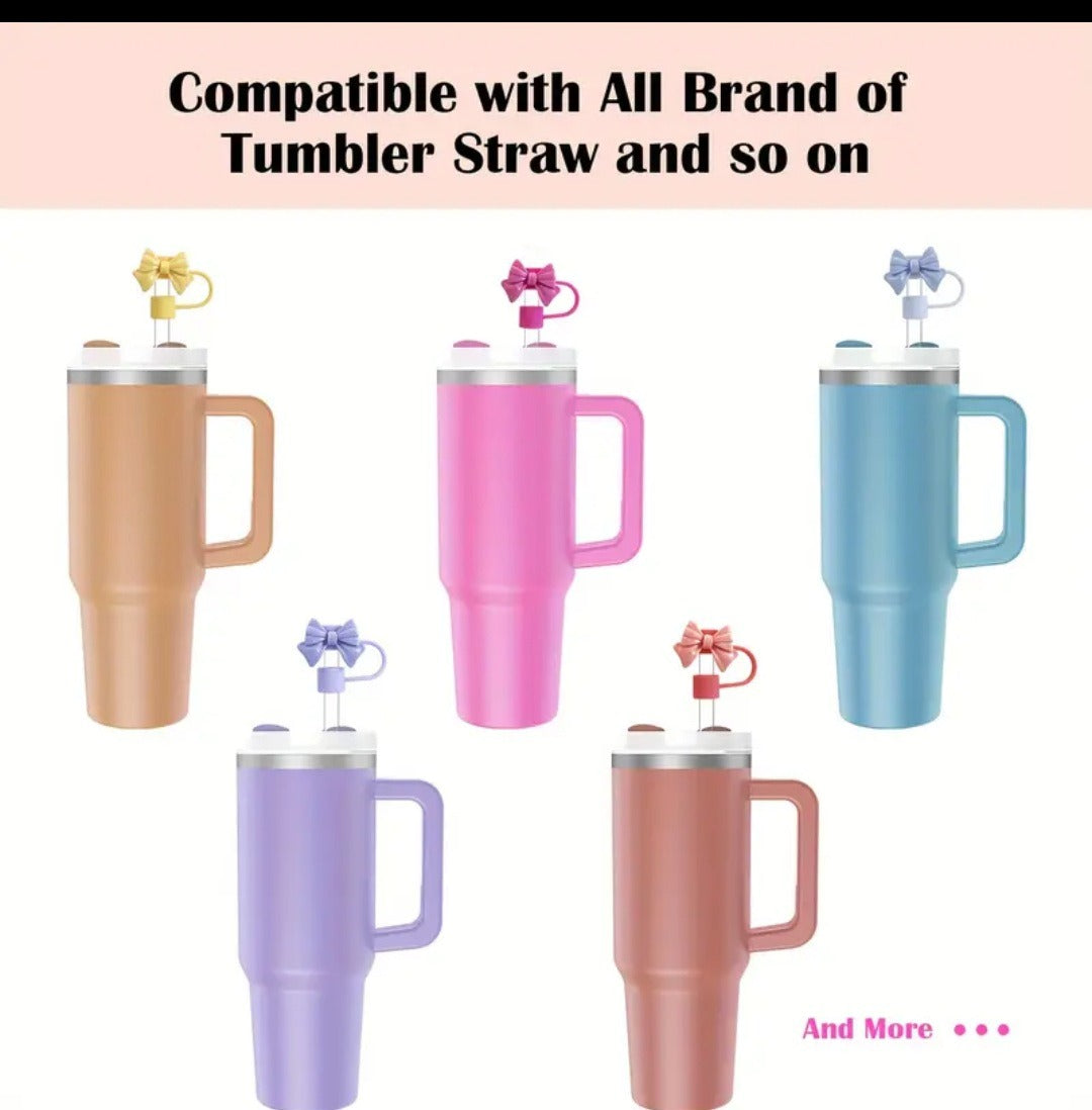 Cute Silicone Straw Cap Cover with Bow – Reusable, Dust-Proof & Leak-Proof