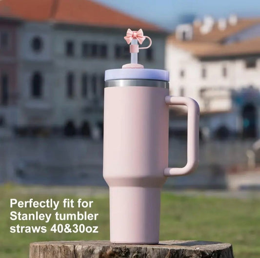Cute Silicone Straw Cap Cover with Bow – Reusable, Dust-Proof & Leak-Proof